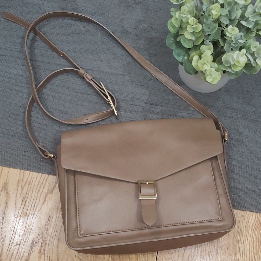 Angela Roi Flap Closure Taupe Vegan Crossbody